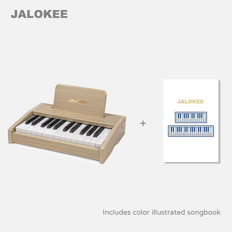 JALOKEE بيانو أطفال، بيانو رقمي للأطفال، أداة تعليمية موسيقية، لعبة خشبية للفتيات والفتيان من عمر 3 سنوات فما فوق (بلوط، 25 مفتاح) - Image 5
